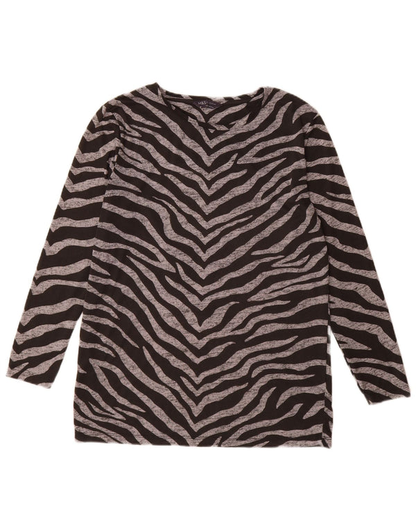 Marks & Spencer Haut à manches longues pour femme UK 42 Medium Noir Imprimé animal