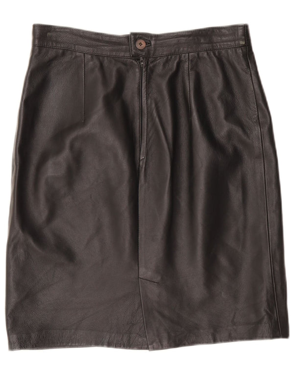 jupe en cuir femme vintage IT 46 Large W32 Cuir Noir