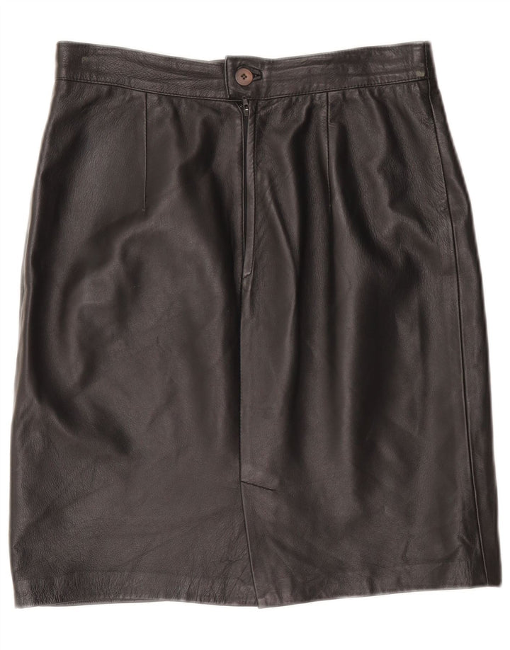 jupe en cuir femme vintage IT 46 Large W32 Cuir Noir