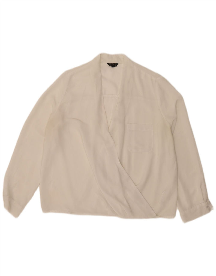 Topshop Chemisier à manches longues pour femme UK 42 Polyester blanc moyen