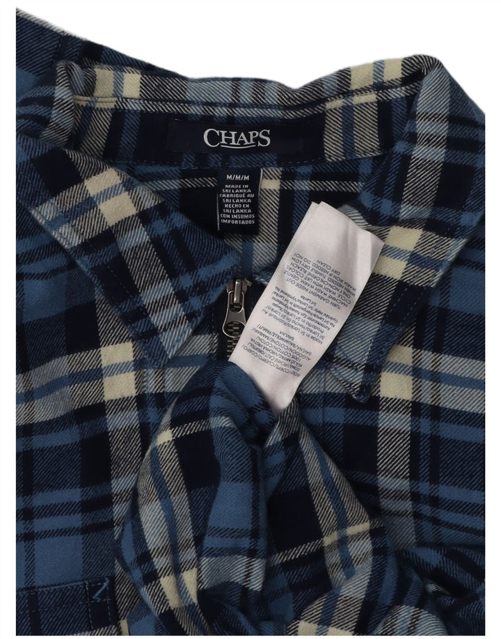 CHAPS Chemise pull en flanelle pour femme UK 14 Bleu moyen à carreaux en coton