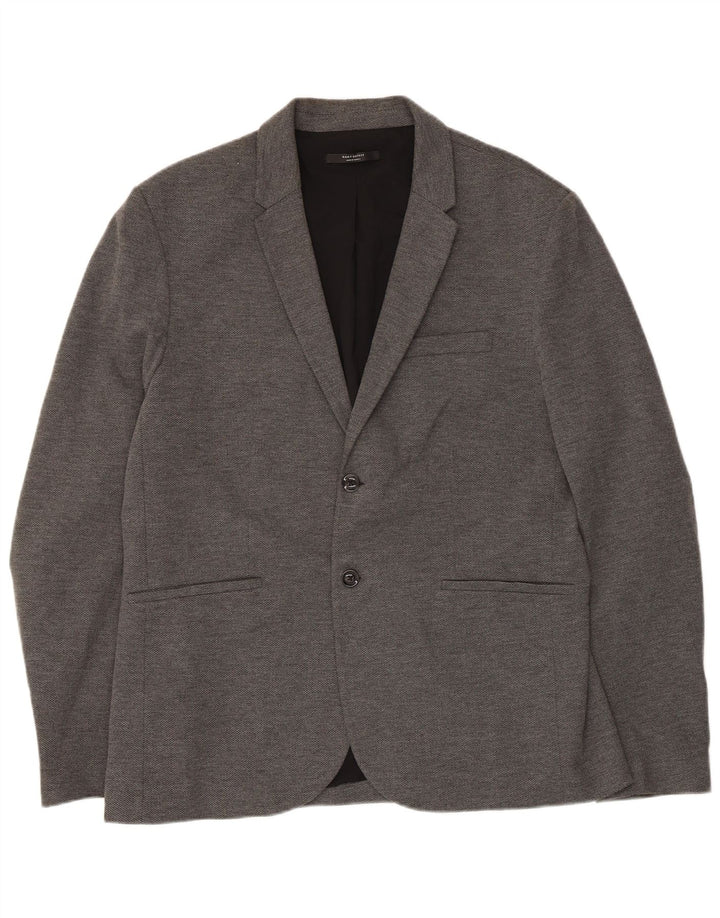 vintage Homme 2 Bouton Blazer Veste UK 38 Coton Gris Moyen