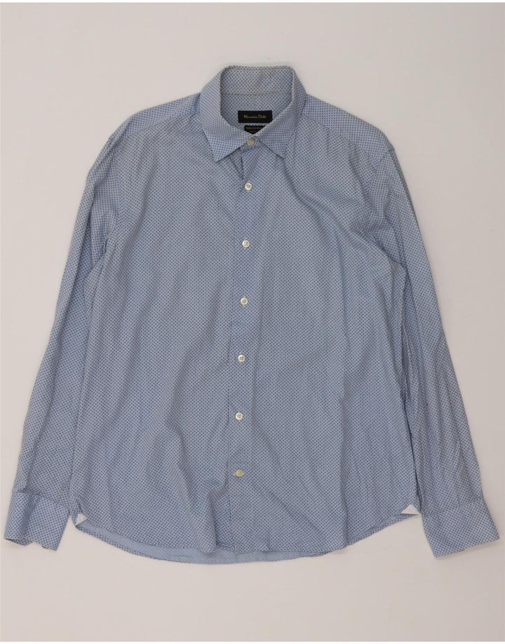 Massimo Dutti Chemise Homme Taille 43 Grand Bleu Taché