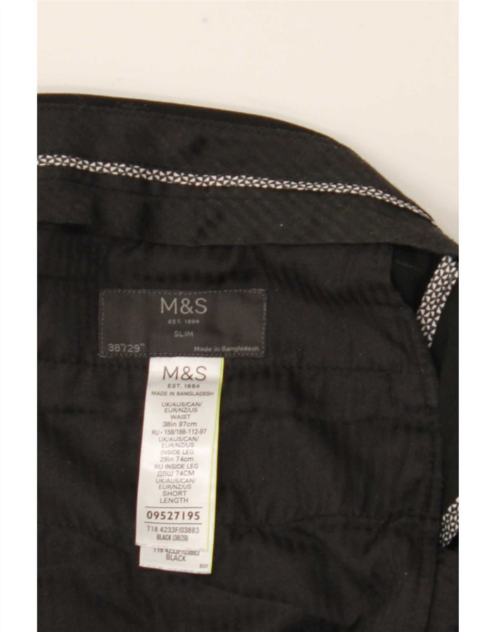 Marks & Spencer Pantalon de Costume Slim Homme W38 L29 Noir Polyester