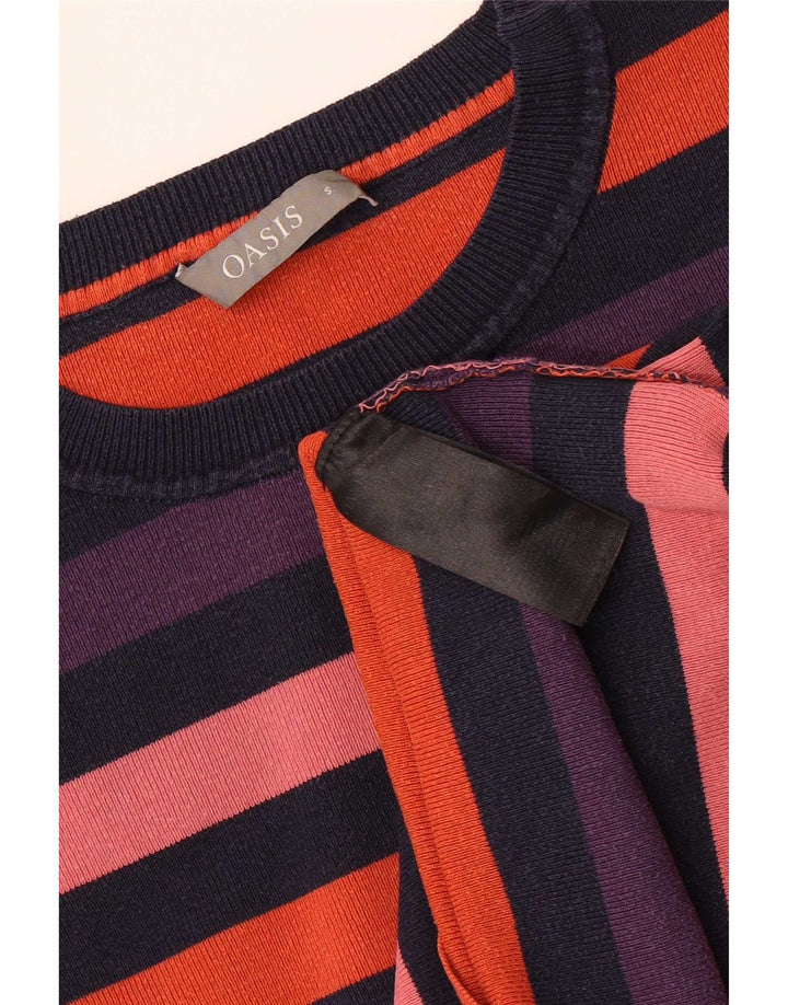 Oasis Pull col rond pour femme UK 10 Petit rayé multicolore