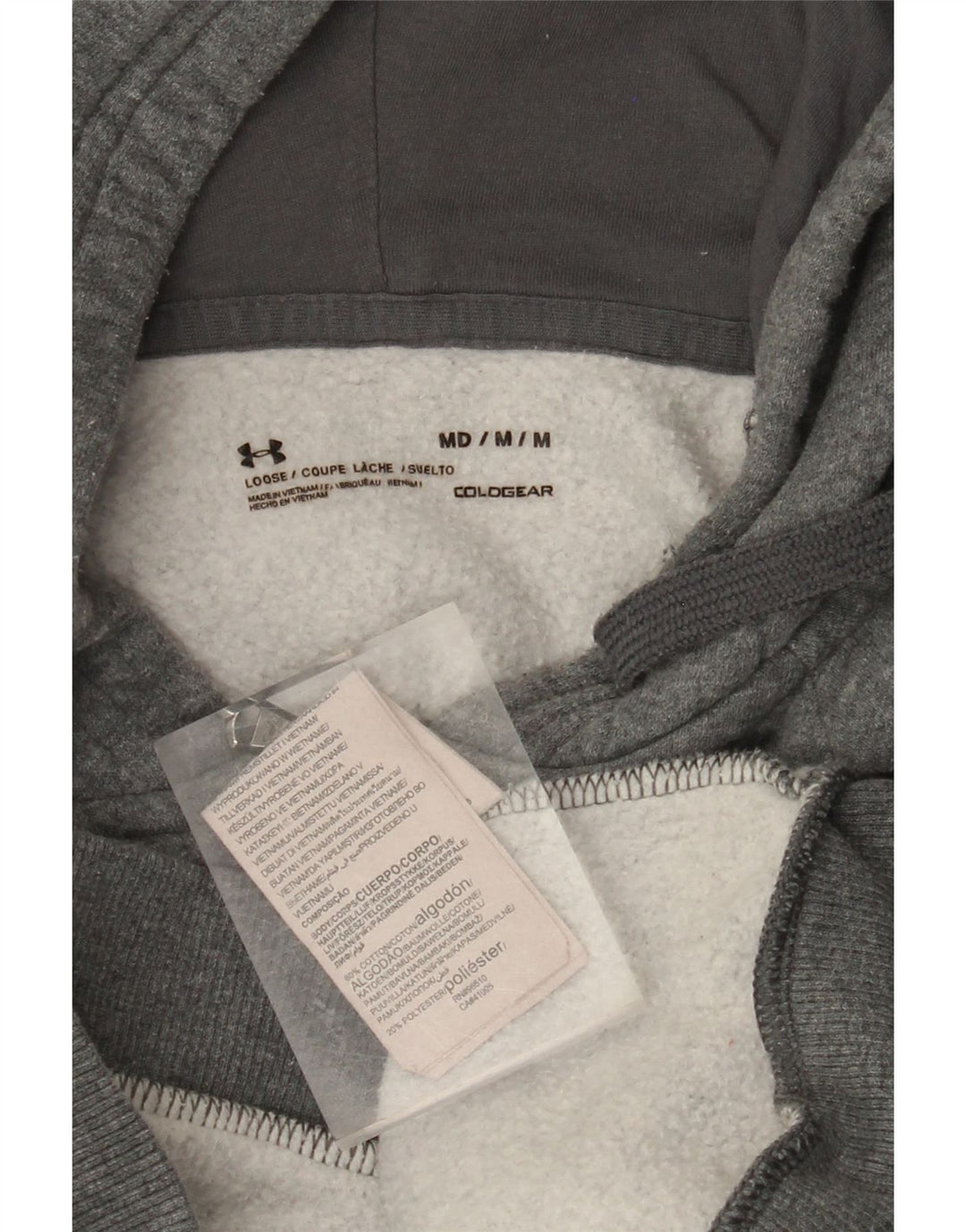 UNDER ARMOUR Sweat à Capuche Cold Gear Zip Homme Gris Moyen Coton