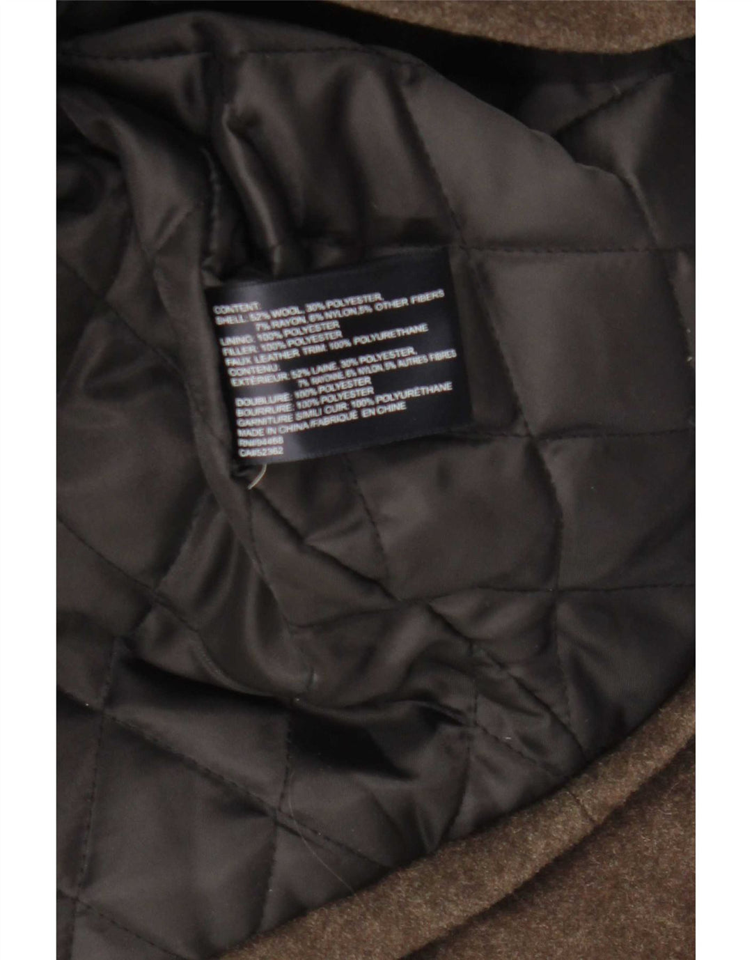 Nautica Duffle Coat à capuche pour homme UK 38 laine marron moyen