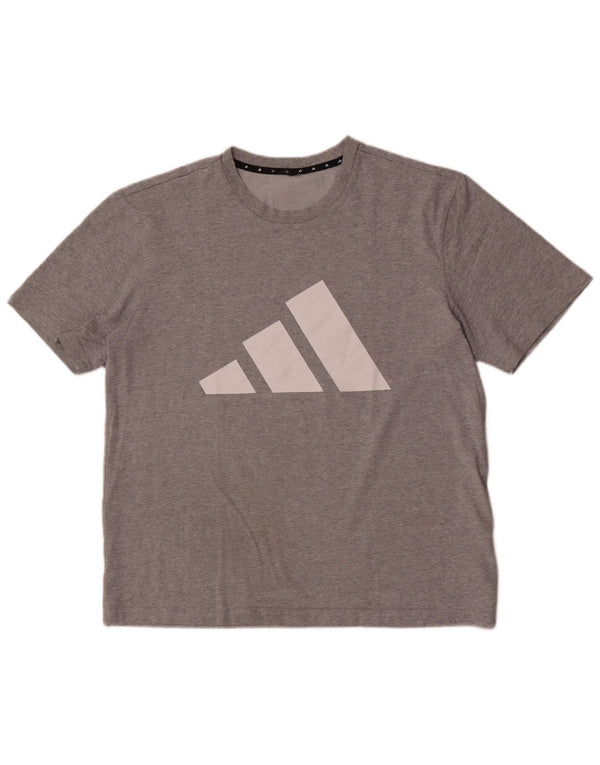 Adidas T-shirt graphique pour hommes, grand coton moucheté gris
