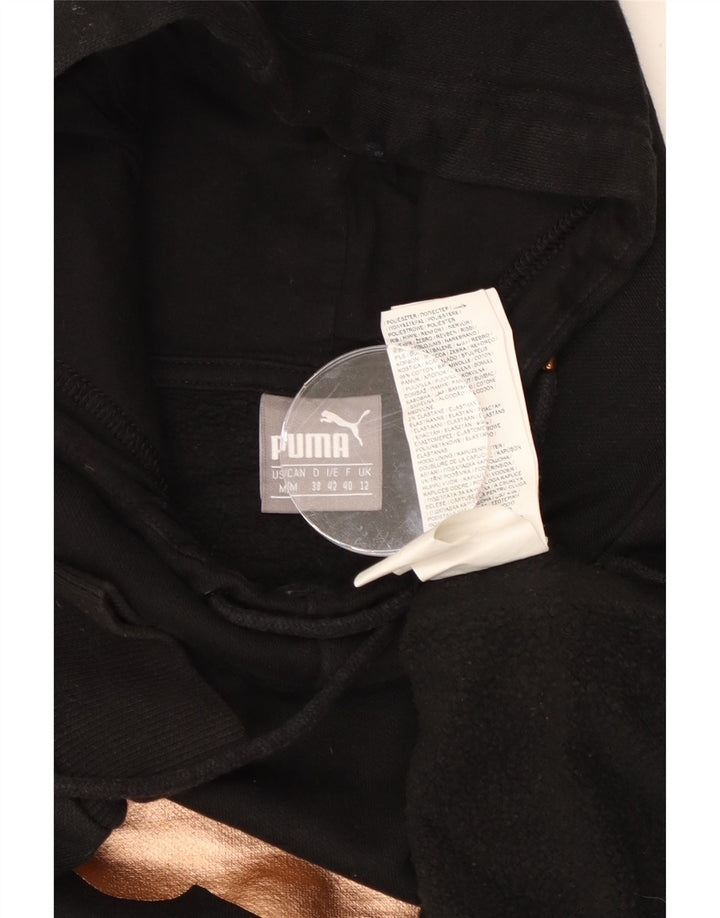 PUMA Pull à capuche court graphique surdimensionné pour femme UK 12 Noir moyen