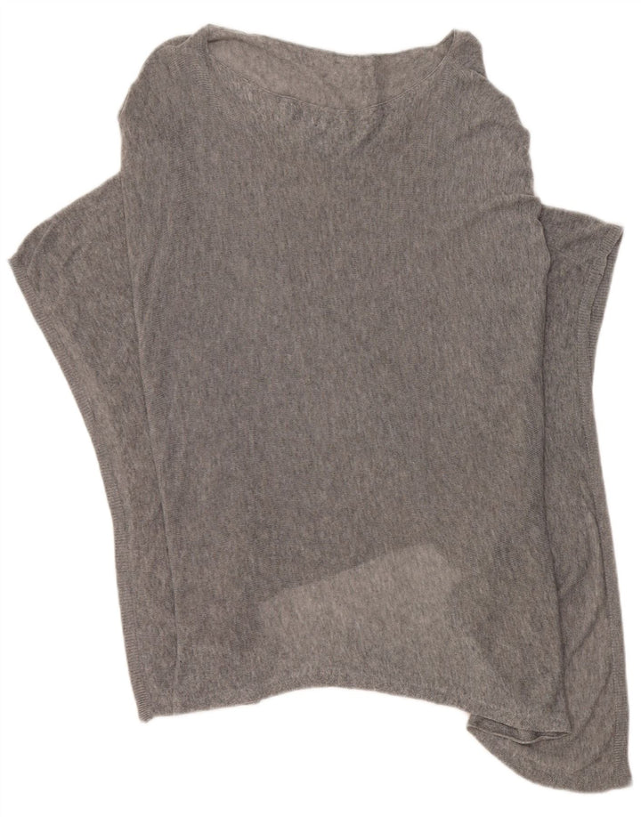 Jigsaw Poncho Jumper Femme Taille Unique Gris Moucheté Lyocell