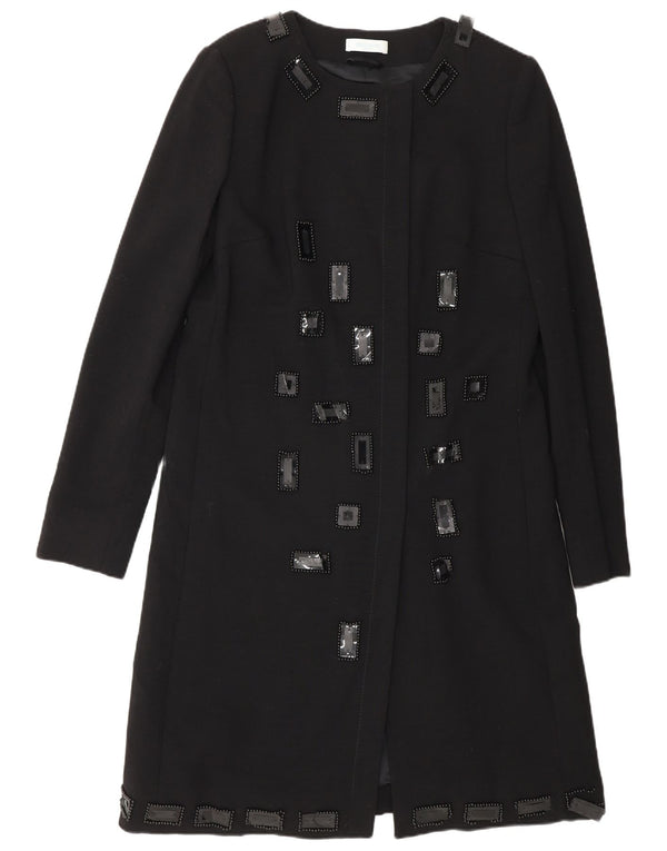 Emilio Pucci Veste blazer longue pour femme UK 14 Laine vierge noire moyenne