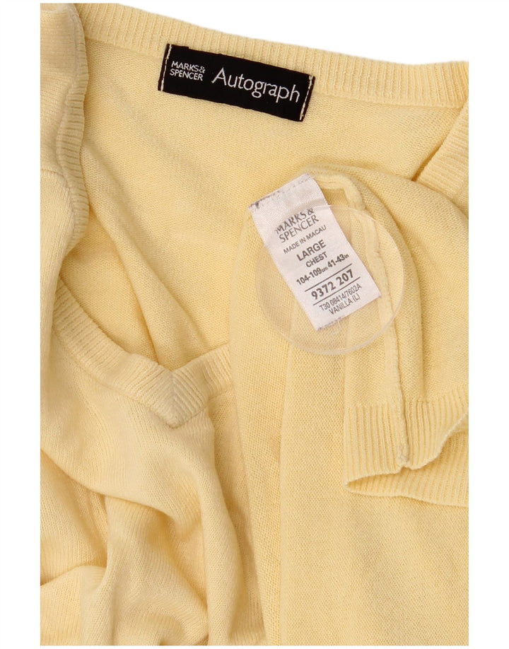 Marks & Spencer Pull autographe à col en V pour homme, grand, jaune, acrylique