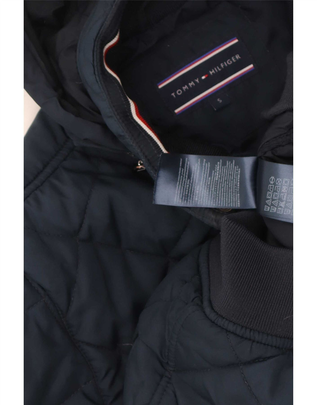 Tommy Hilfiger Veste matelassée à capuche pour homme UK 36 Small Bleu marine Polyester