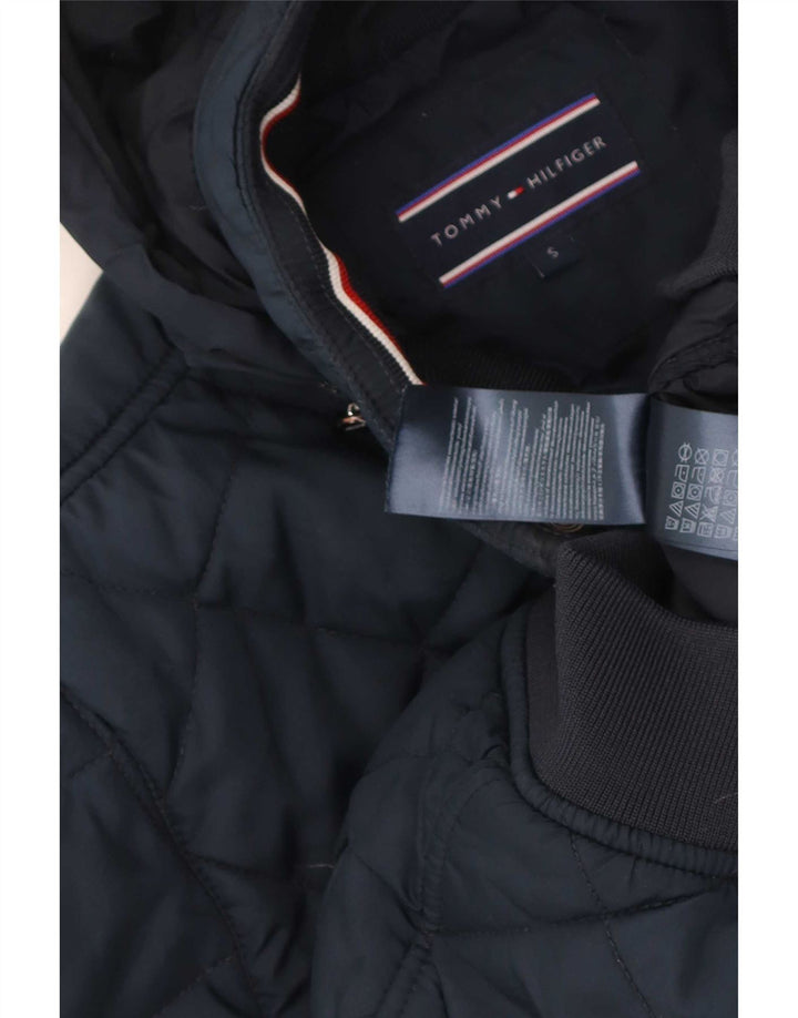 Tommy Hilfiger Veste matelassée à capuche pour homme UK 36 Small Bleu marine Polyester