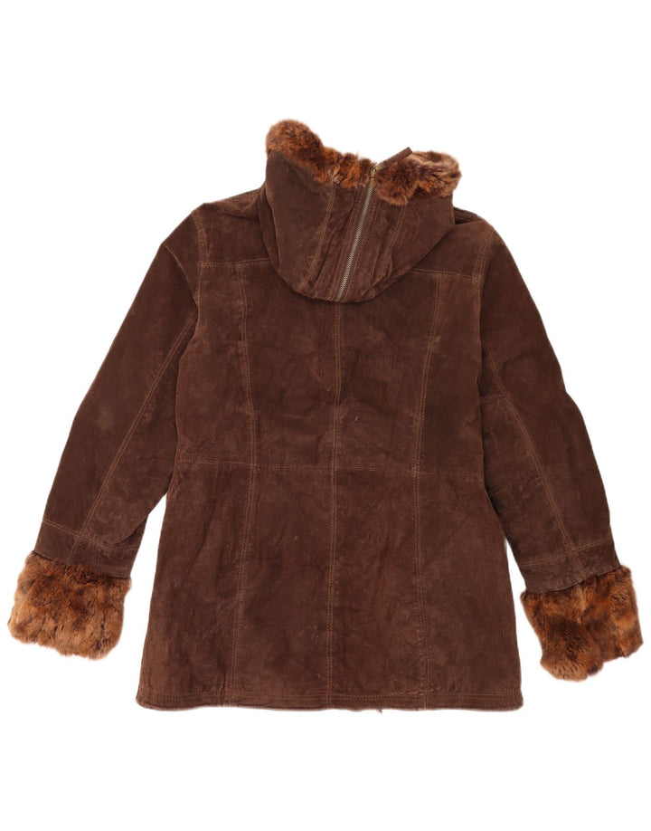 Conbipel Veste À Capuche En Daim Femme IT 46 Grand Cuir Marron