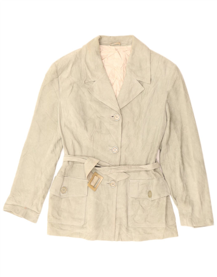 Pollini Veste blazer en daim à 3 boutons pour femme UK 14 Vert moyen