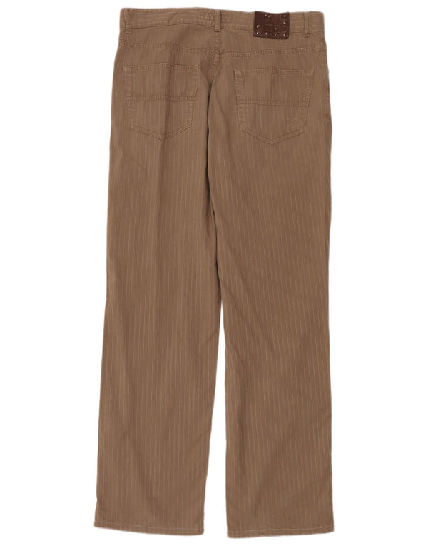 Trussardi Pantalon décontracté droit W34 L32 en coton à fines rayures marron