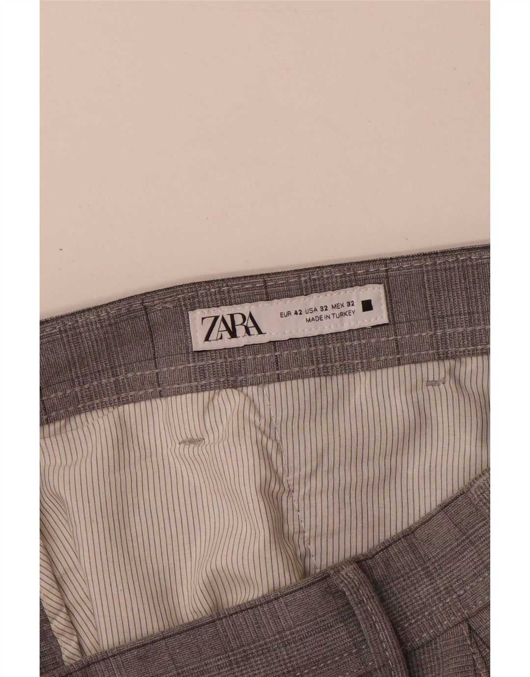 Zara Pantalon Chino Slim Homme EU 42 Large W32 L30 Gris Carreaux Polyester