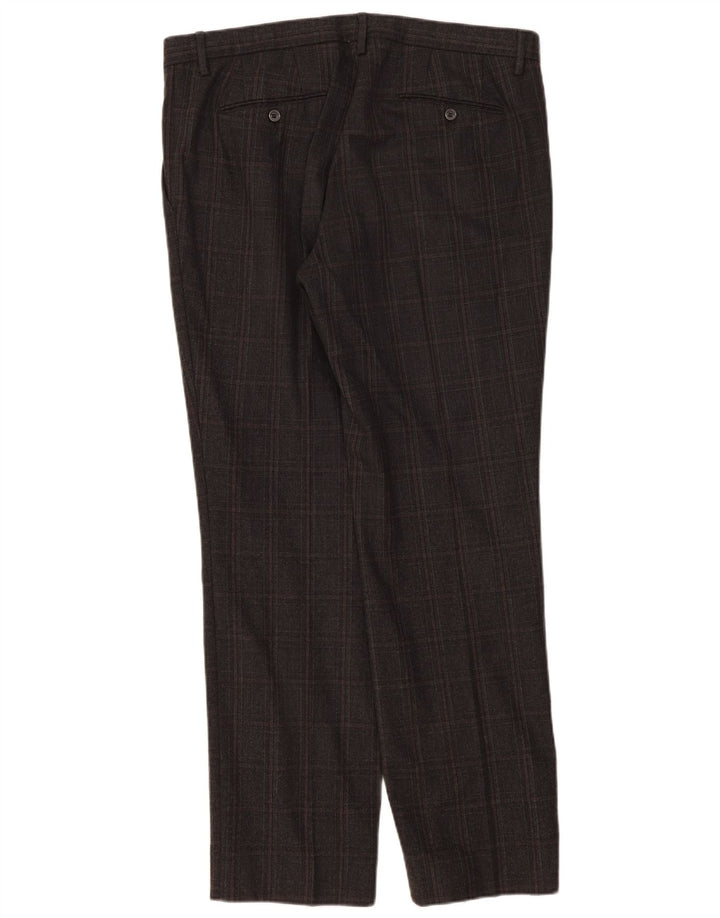 Trussardi Pantalon De Costume Droit W36 L33 Gris Carreaux Laine