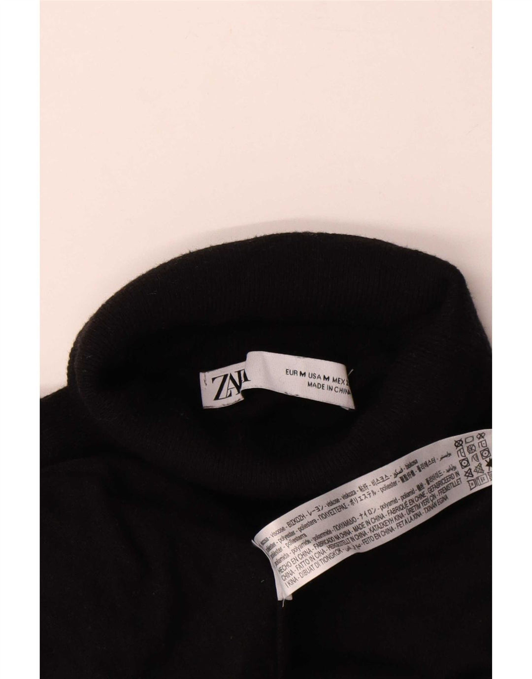 Zara Pull surdimensionné à col roulé pour femme UK 14 Viscose noir moyen