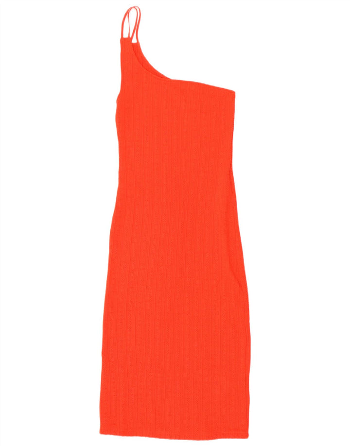 Zara Robe en tricot à une épaule pour femme UK 12 Polyester orange moyen
