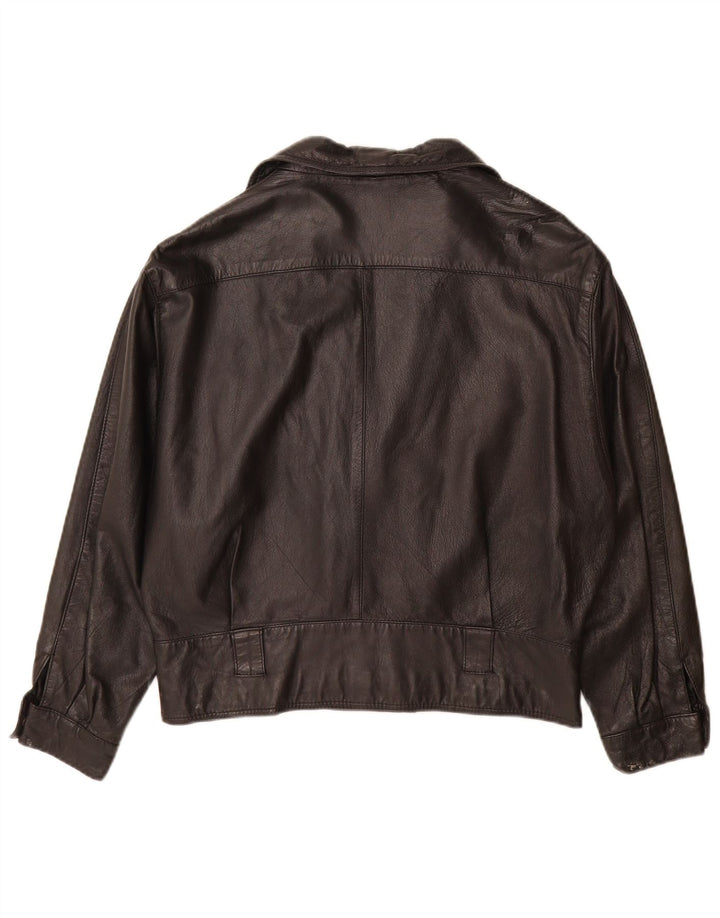 veste en cuir femme vintage EU 38 Cuir noir moyen