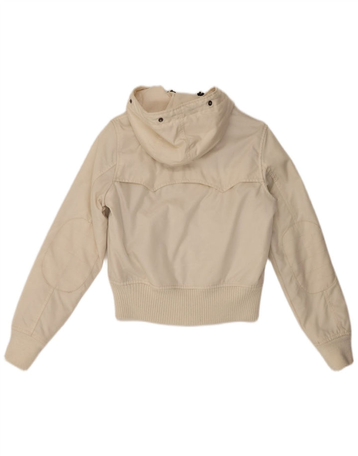 Woolrich Veste bomber à capuche pour femme UK 10 Small Off White Nylon