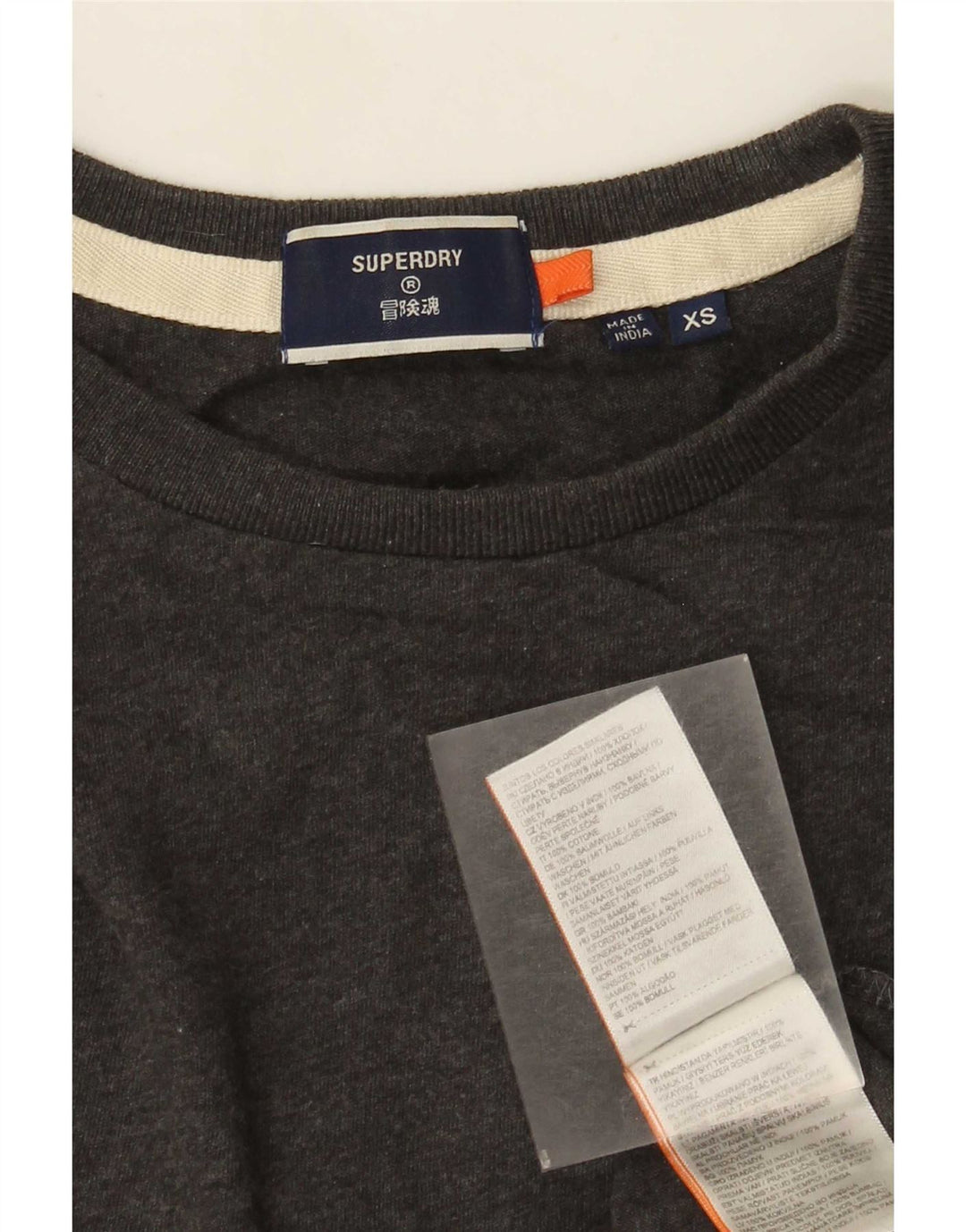 Superdry Haut à manches longues XS Gris Coton Homme
