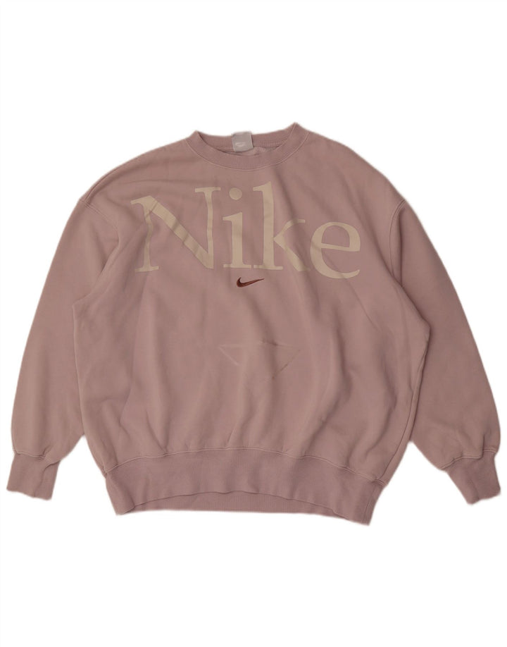 Nike Sweat-shirt surdimensionné graphique pour femme UK 14 Coton violet moyen