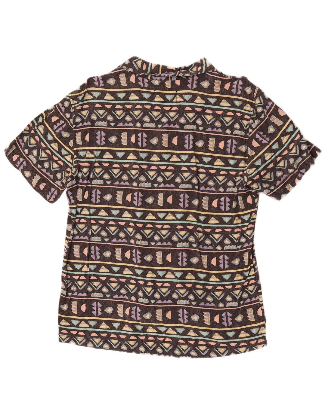 Pull & Bear Chemise à Manches Courtes Homme Marron Moyen Géométrique Hawaïen