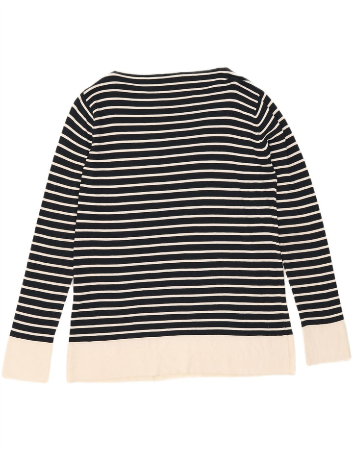 Max Mara Haut à manches longues pour femme UK 16 Large Bleu marine rayé