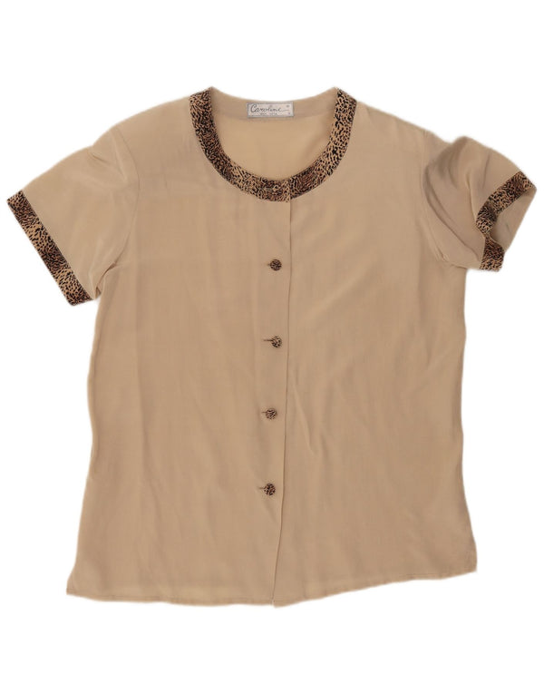 Caroline Chemisier à manches courtes pour femme UK 44 Beige moyen imprimé animal