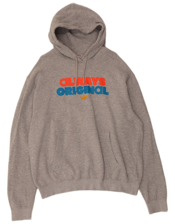 Adidas Pull à capuche graphique pour homme XL en coton moucheté gris