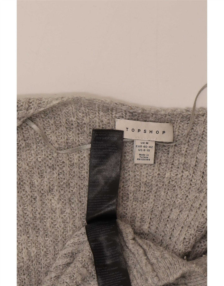 Topshop Pull cardigan ouvert surdimensionné pour femme UK 14 Gris moyen Acrylique