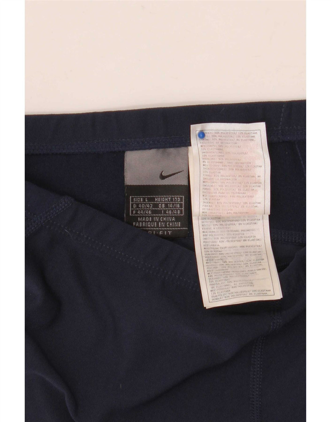 Legging Capri Nike Femme UK 14/16 Large Bleu Marine Colorblock Polyester