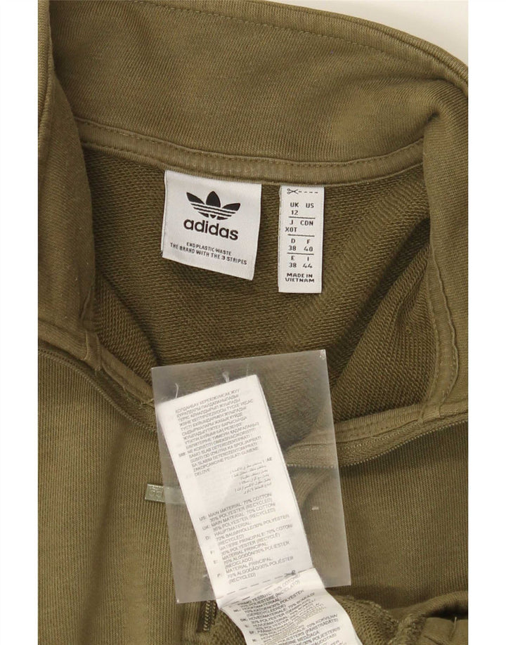 Adidas Pull surdimensionné à col zippé pour femme UK 12 Kaki moyen