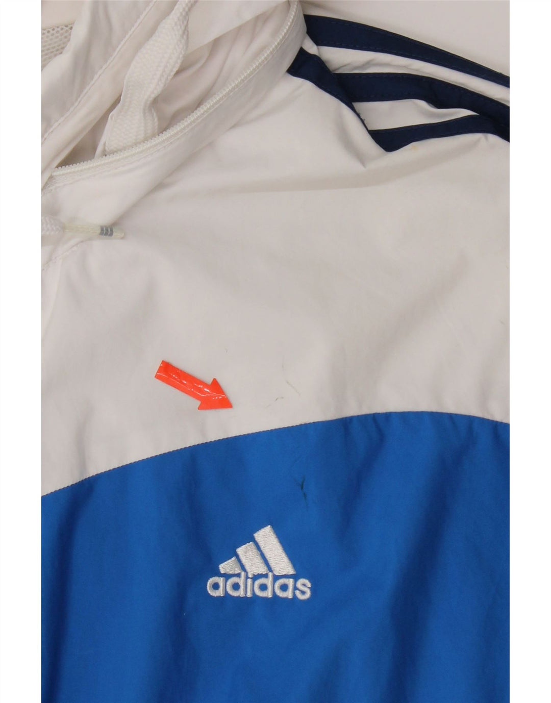 Adidas Veste de pluie à capuche pour homme UK 40 Large Bleu marine Colorblock Polyester
