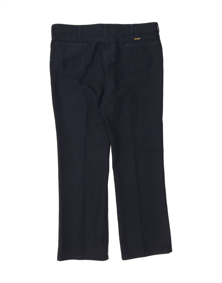 WRANGLER Mens Straight Casual Trousers W42 L32 Navy Blue Polyester Vintage Wrangler and Second-Hand Wrangler from Messina Hembry 