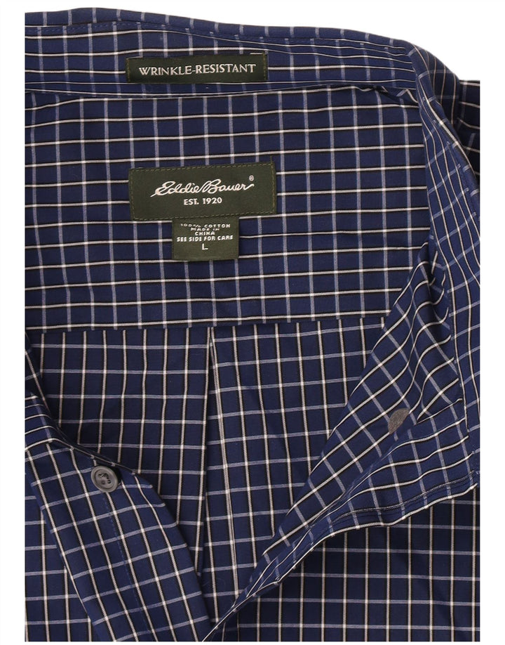 Eddie Bauer Chemise Homme Grand Carreau Bleu Marine Coton
