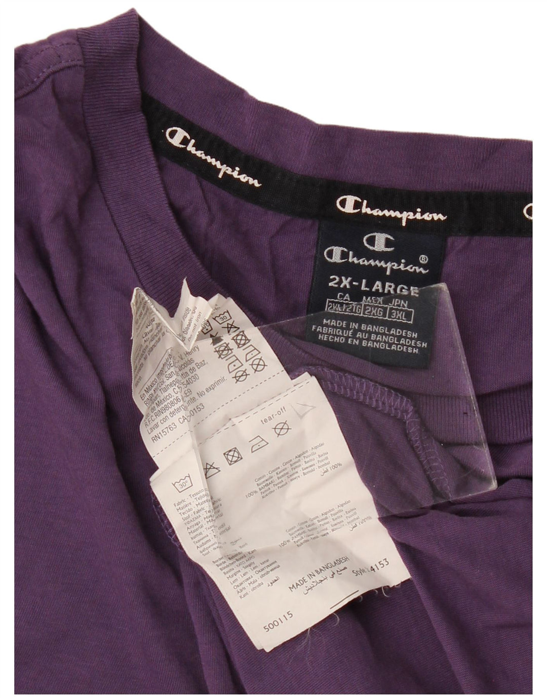 Champion T-Shirt Homme Top 2XL Violet Coton