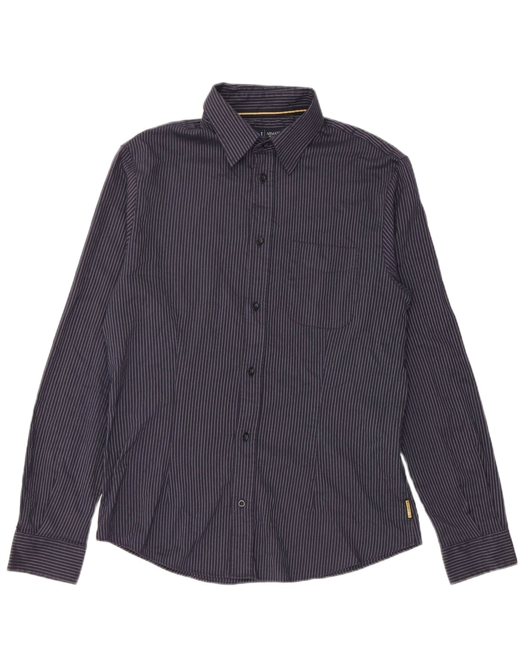 Armani Chemise coupe régulière à carreaux pour homme en polyester à rayures bleu marine