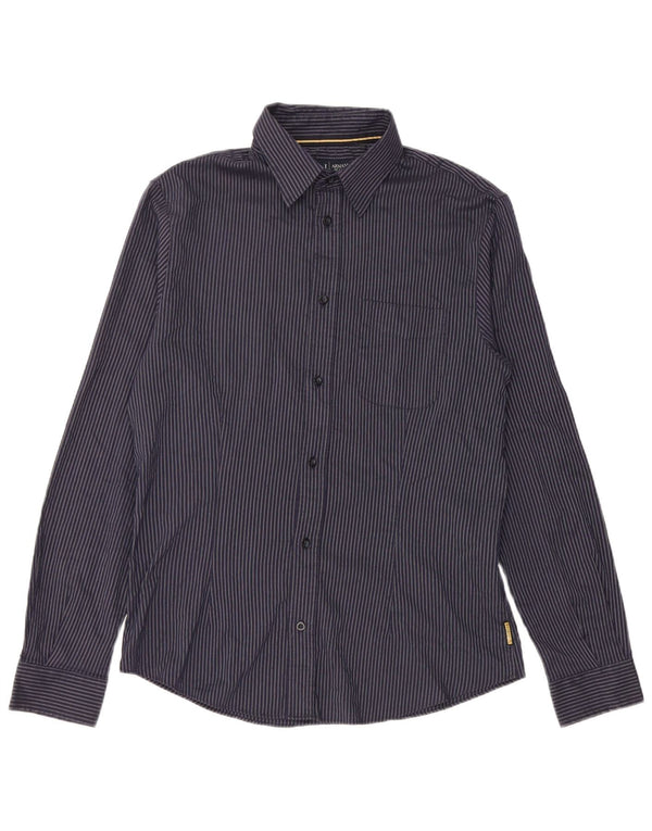 Armani Chemise coupe régulière à carreaux pour homme en polyester à rayures bleu marine