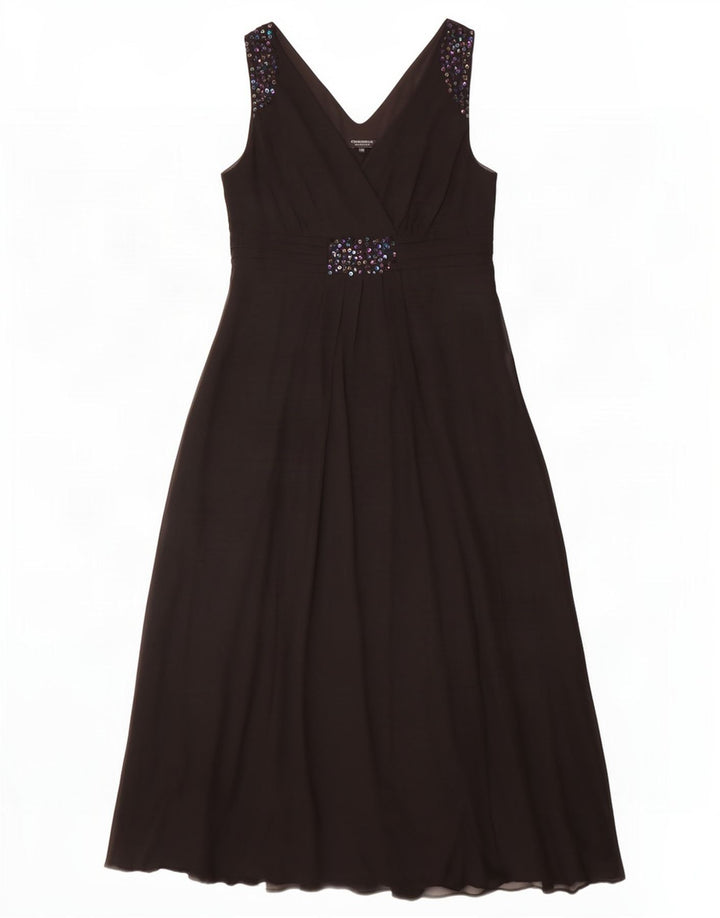 Debenhams Robe longue sans manches pour femme UK 16 Large Noir Polyester