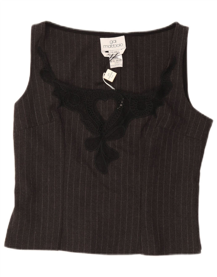 GAI MATTIOLO Chemisier court sans manches pour femme IT 48 XL Gris à fines rayures