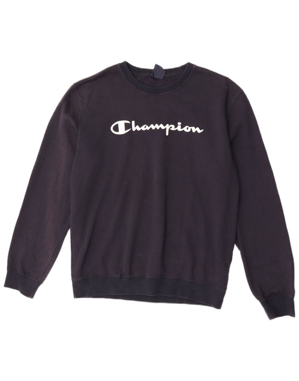 Champion Sweat-shirt graphique pour femme UK 16 Large Bleu marine Coton