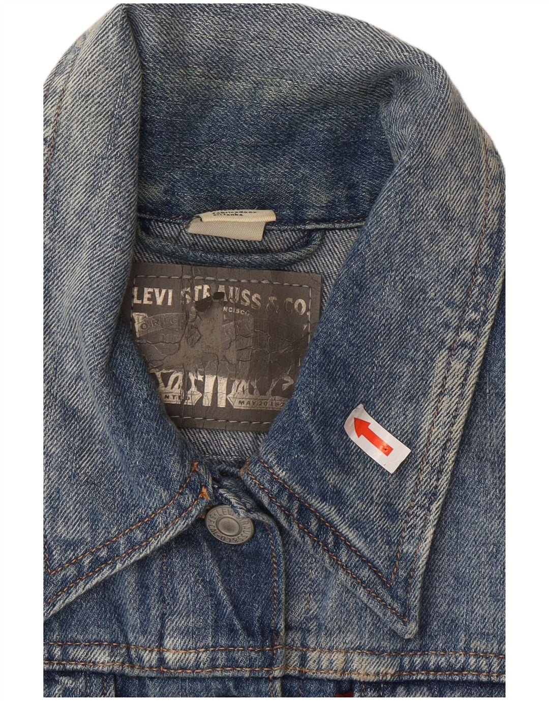 Levi's Gilet Crop Denim Femme UK 12 Bleu Moyen Coton