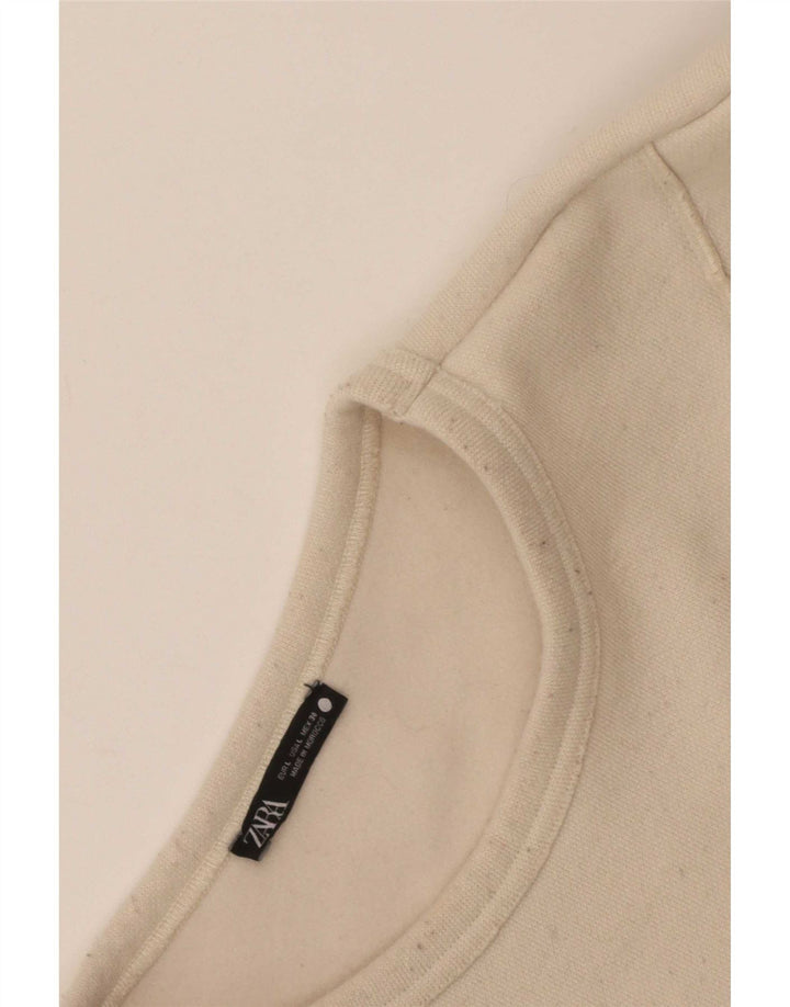 Zara Sweat-shirt surdimensionné pour femme UK 16 Large Blanc cassé