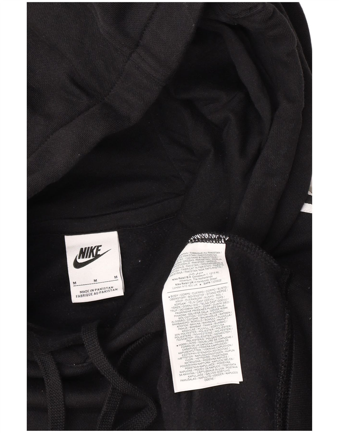 Nike Pull à capuche graphique en coton noir moyen pour homme