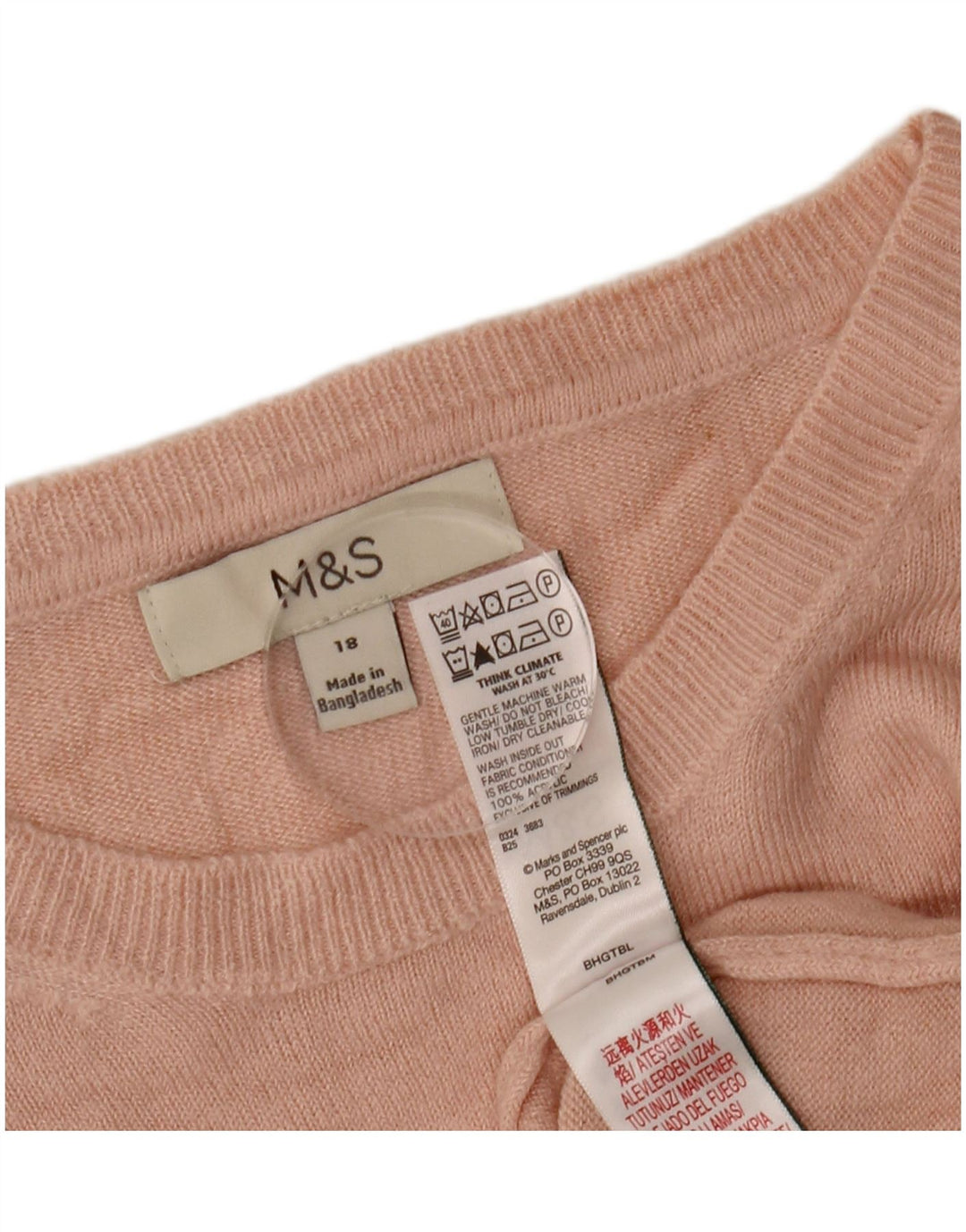 MARKS & SPENCER Pull surdimensionné à col rond pour femme UK 18 XL Rose