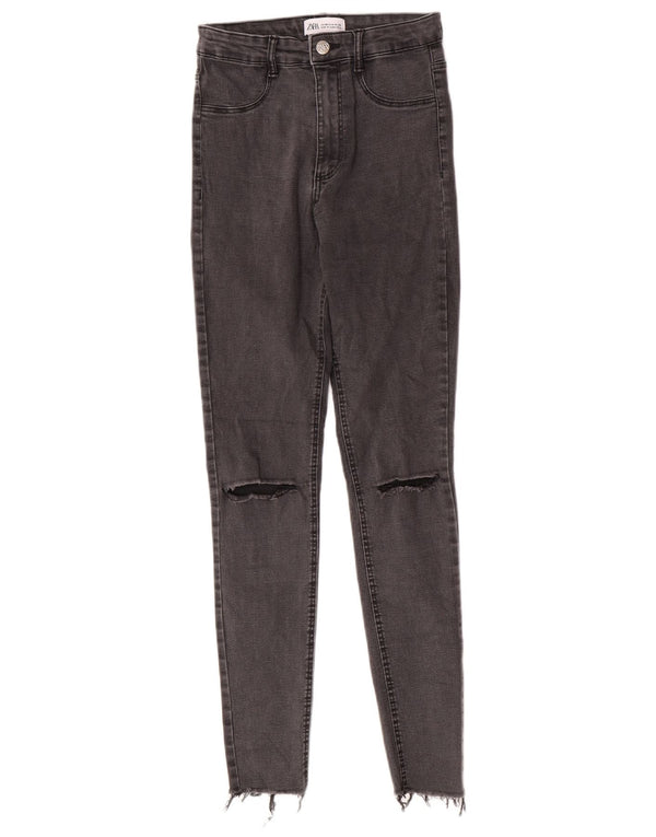 Zara Jean jegging taille haute en détresse pour femme EU 38 Small W28 L28 Gris